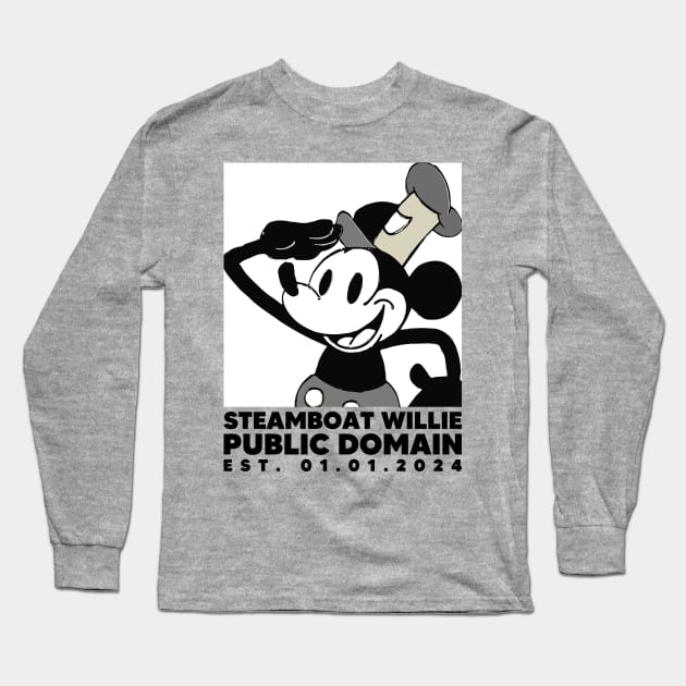 Steamboat Willie. Public Domain Est. 01.01.2024 - 4 Long Sleeve T-Shirt by Megadorim